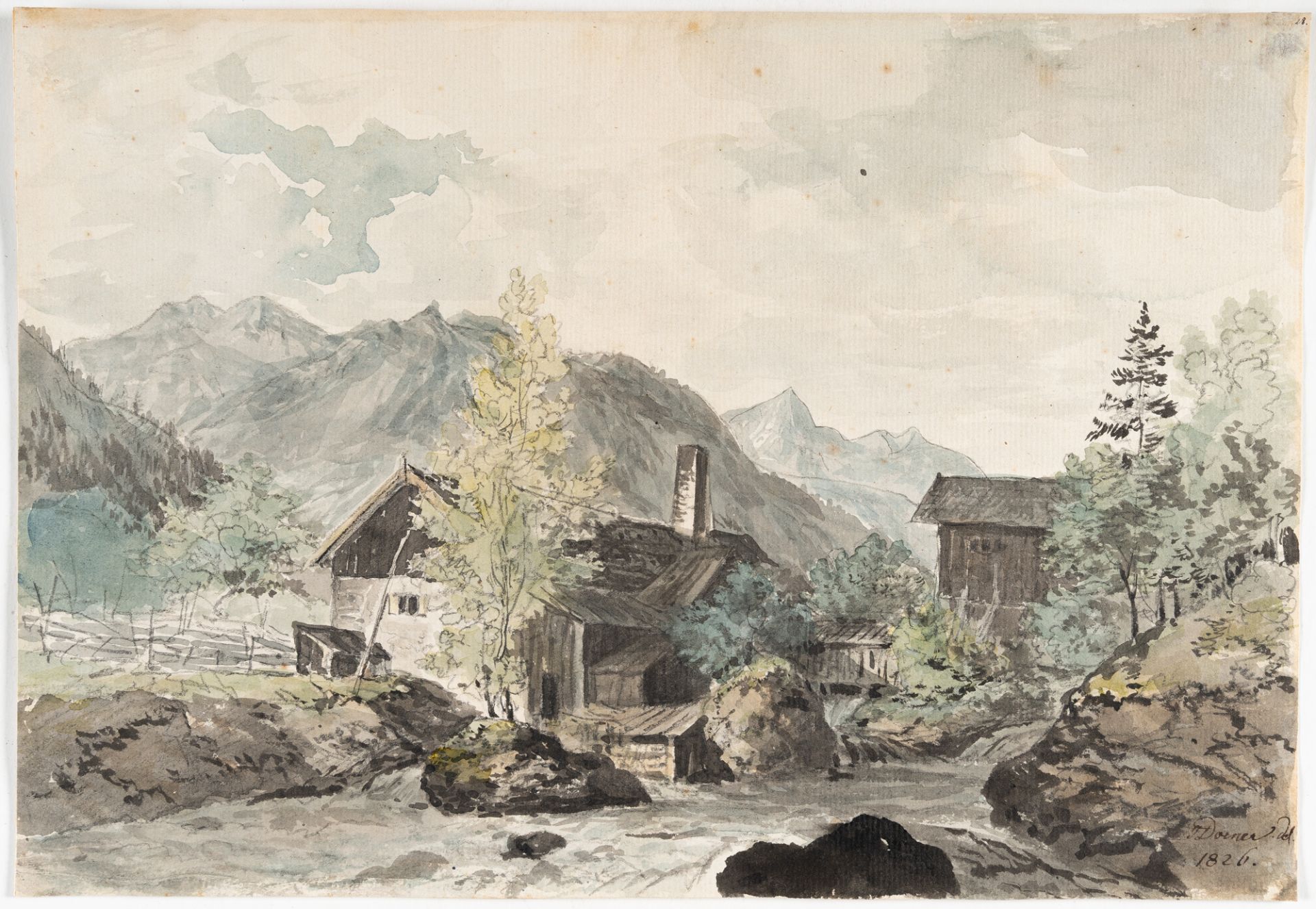 Johann Jakob Dorner D. J. (1775 - München - 1852) – „Die Pfannenschmiede bei Fischbachau“ - Bild 2 aus 3
