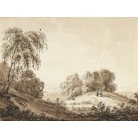 Simon Warnberger (1769 Pullach bei München - München 1847) – Weite hügelige Landschaft mit zwei Wand
