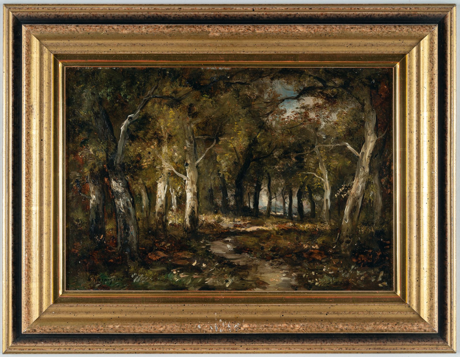 Henri Joseph Harpignies (1819 Valenciennes - Saint-Privé 1916) – Waldinneres - Bild 4 aus 4