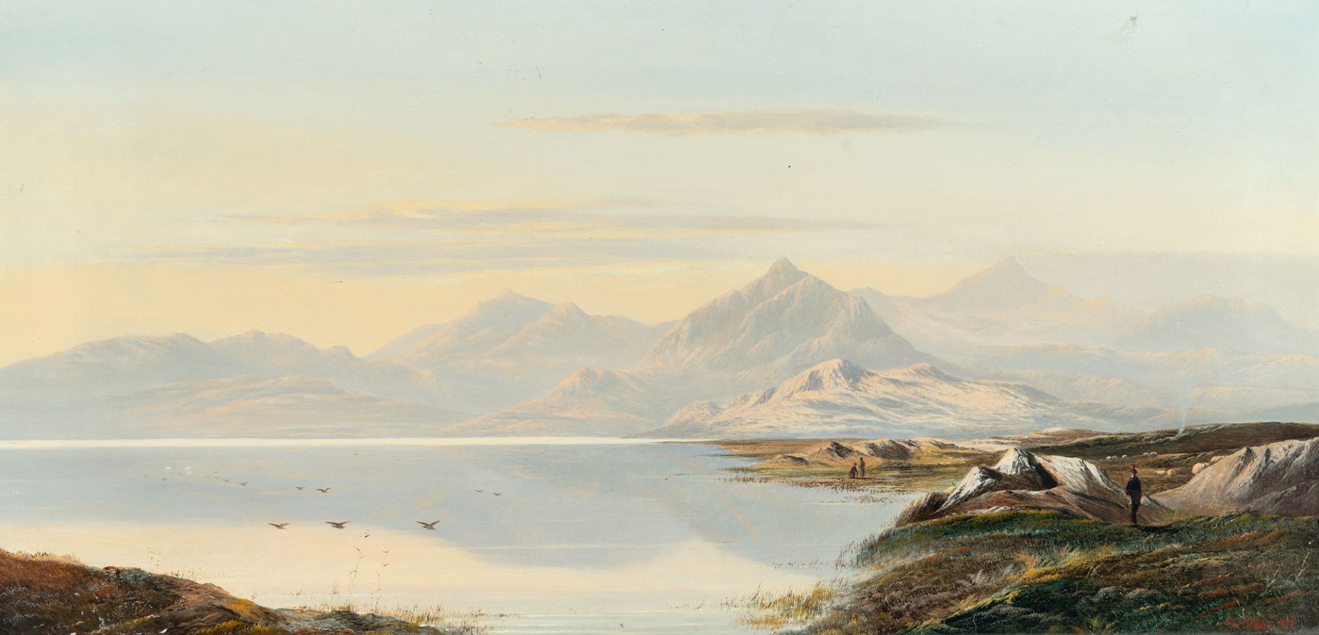 Charles Leslie (1835 – tätig in Großbritannien – 1890) – Gebirgssee in den schottischen Highlands (L