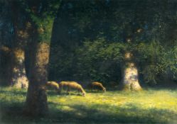 Paul Wilhelm Keller-Reutlingen (1854 Reutlingen - München 1920) – Waldlichtung mit grasenden Schafen