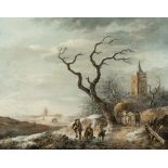 Fredericus Theodorus Renard (1778 Leiden - ? 1820) – Winterlandschaft mit kahlem Baum und Brennholzs