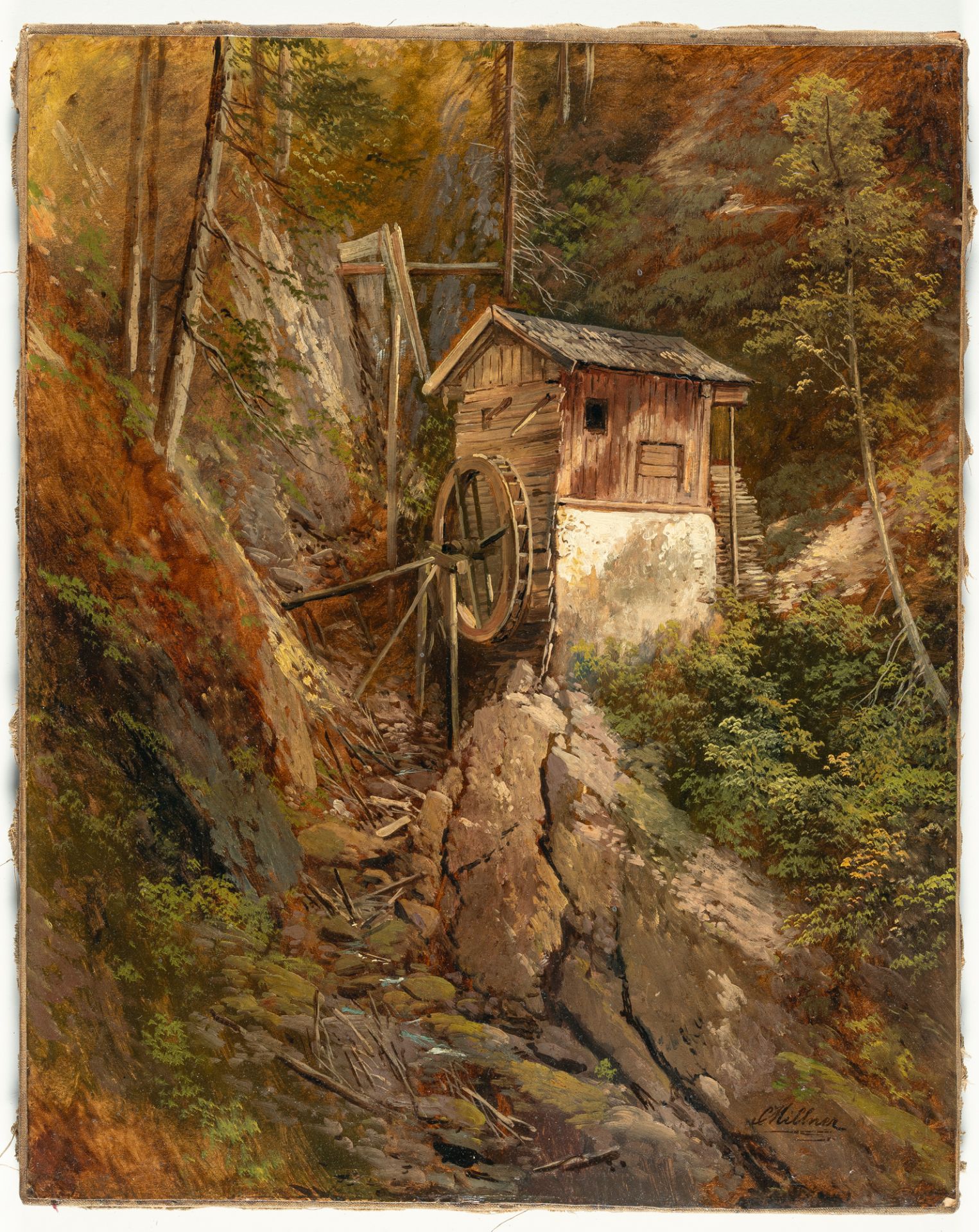 Karl Millner (1825 Mindelheim - München 1895) – Mühle im Wald (bei Klausen?) - Image 2 of 3