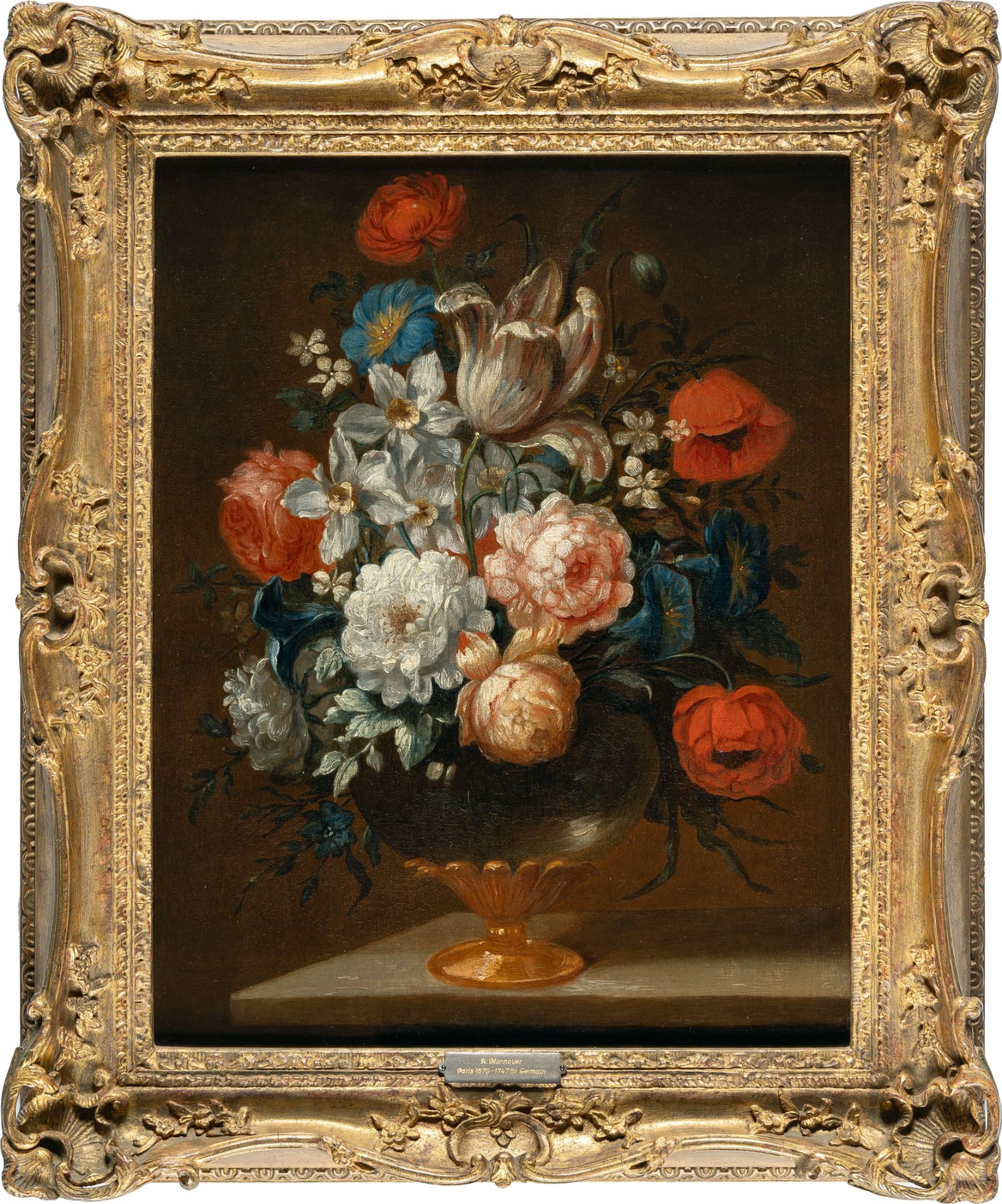 Antoine Monnoyer (1670 Paris – Saint-Germain-en-Laye 1747) – Sommerliches Bouquet in Glasvase - Image 4 of 4