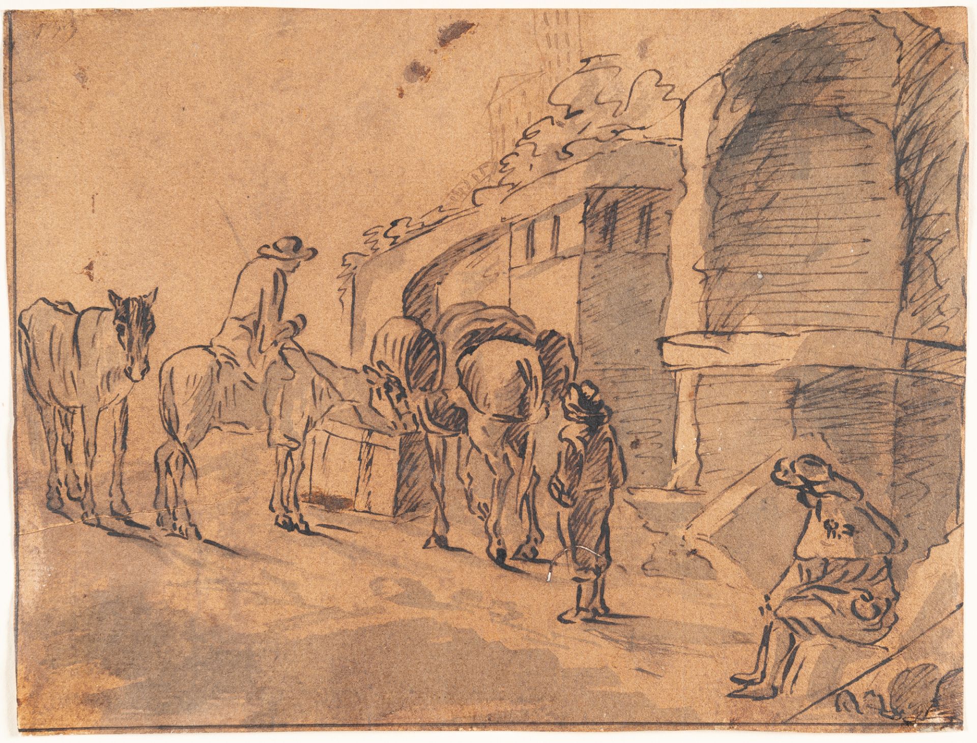 Dirck Stoop (Zugeschrieben) (1610 - Utrecht - 1686) – Rast mit Pferden - Bild 2 aus 3