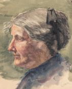 Fritz von Uhde (1848 Wolkenburg - München 1911) – Profilkopf einer alten Frau
