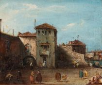 Francesco Guardi (Nachfolge) (1712 - Venedig - 1793) – Geschäftige Szene auf einem venezianischen Pl