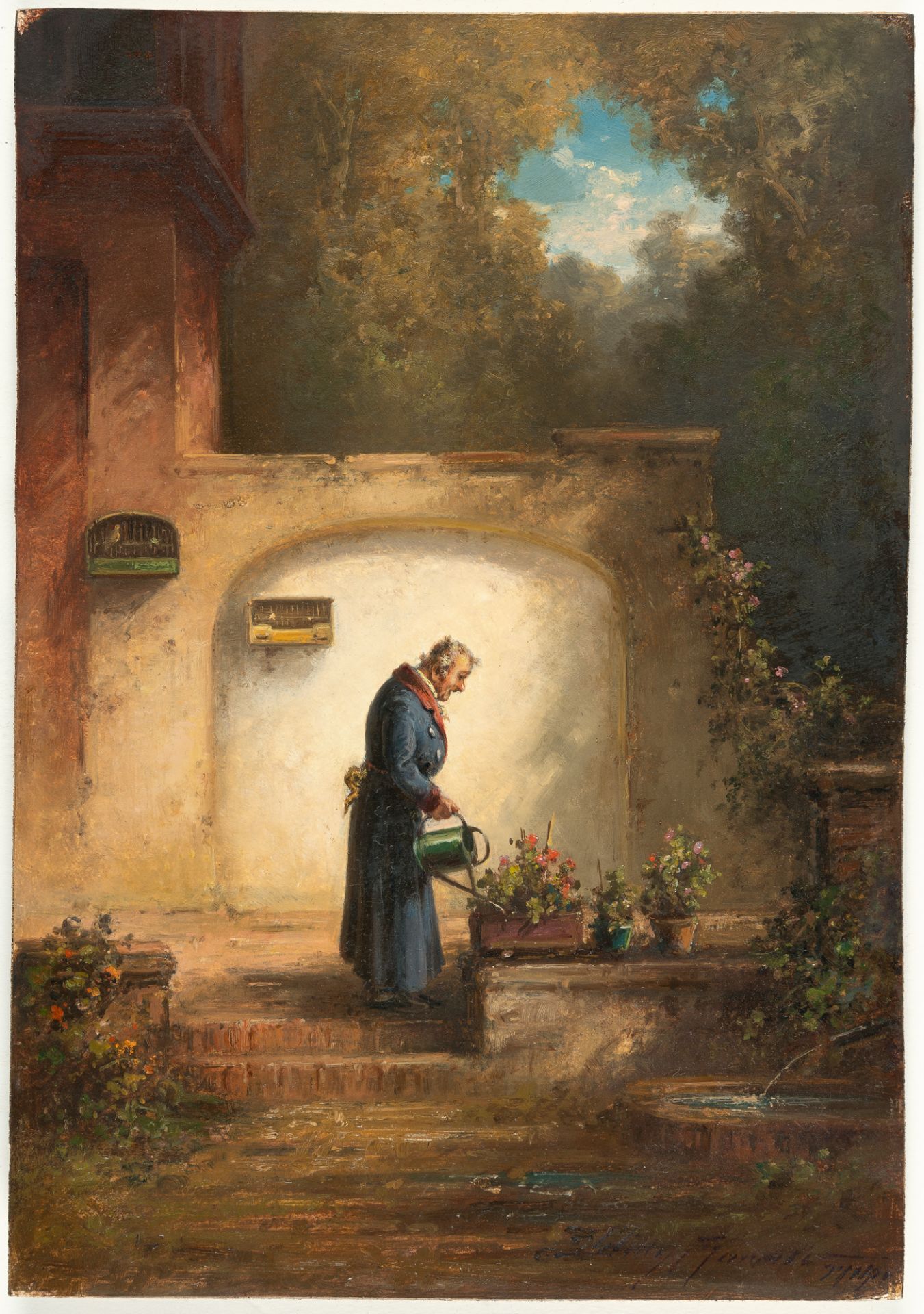 Willy Moralt (1884 München – Lenggries 1947) – Ein Blumenfreund begießt die Rosenstauden auf seiner - Image 2 of 4