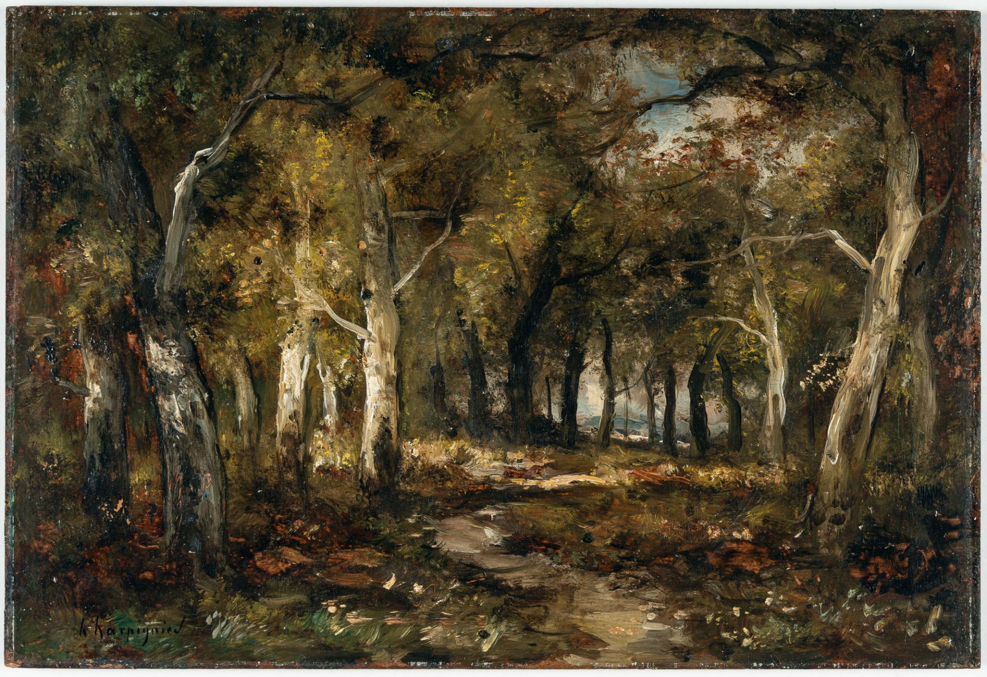 Henri Joseph Harpignies (1819 Valenciennes - Saint-Privé 1916) – Waldinneres - Bild 2 aus 4