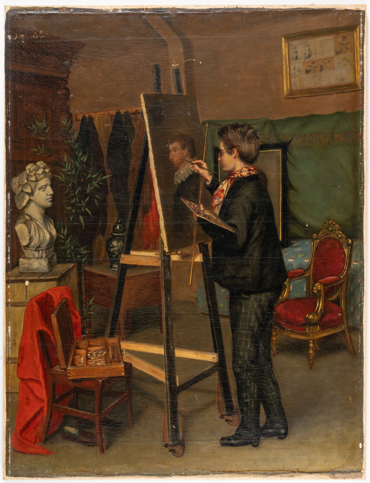 Jacob Madiol (1871 – Brüssel – 1950) – Junger Künstler an der Staffelei - Bild 2 aus 3