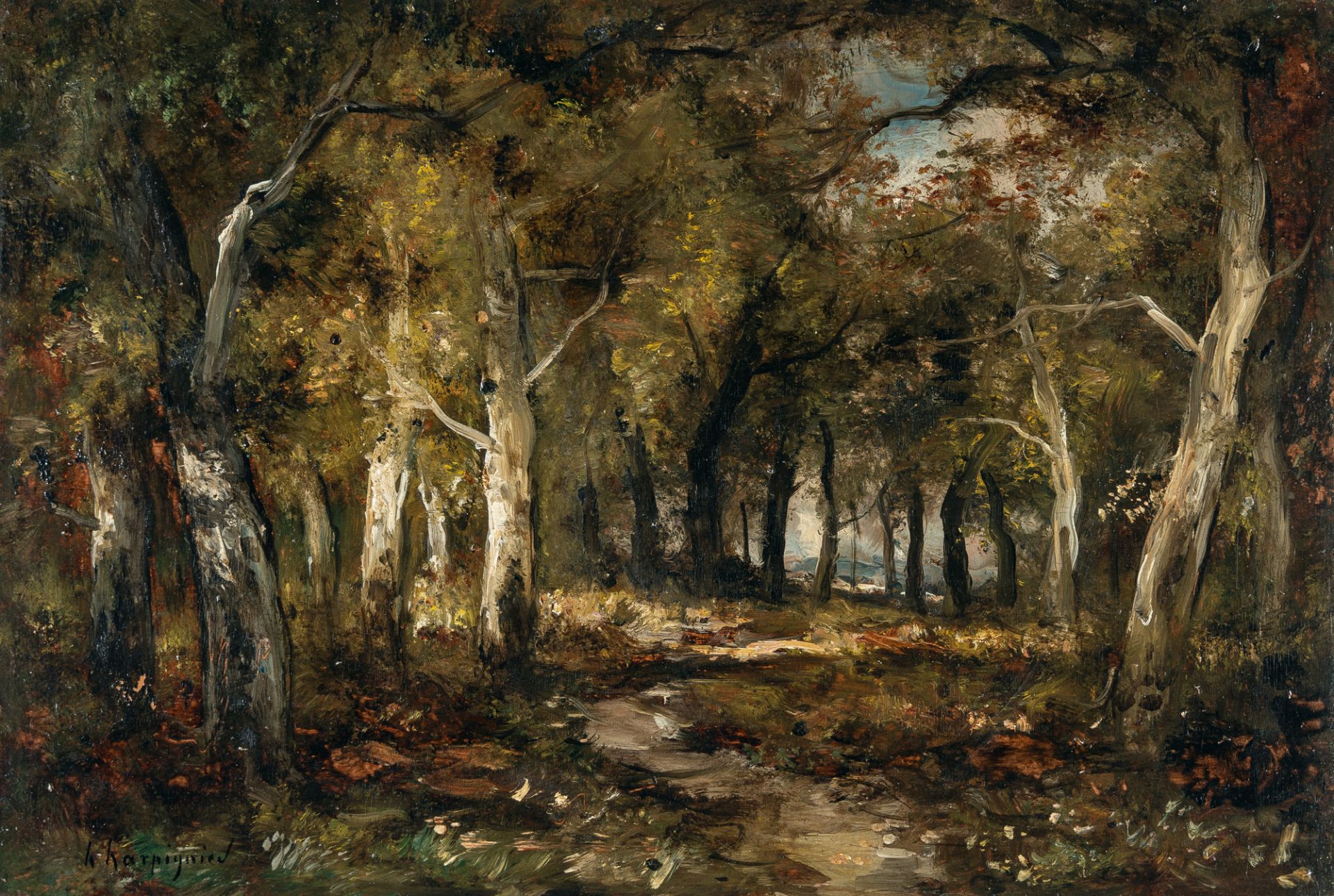 Henri Joseph Harpignies (1819 Valenciennes - Saint-Privé 1916) – Waldinneres