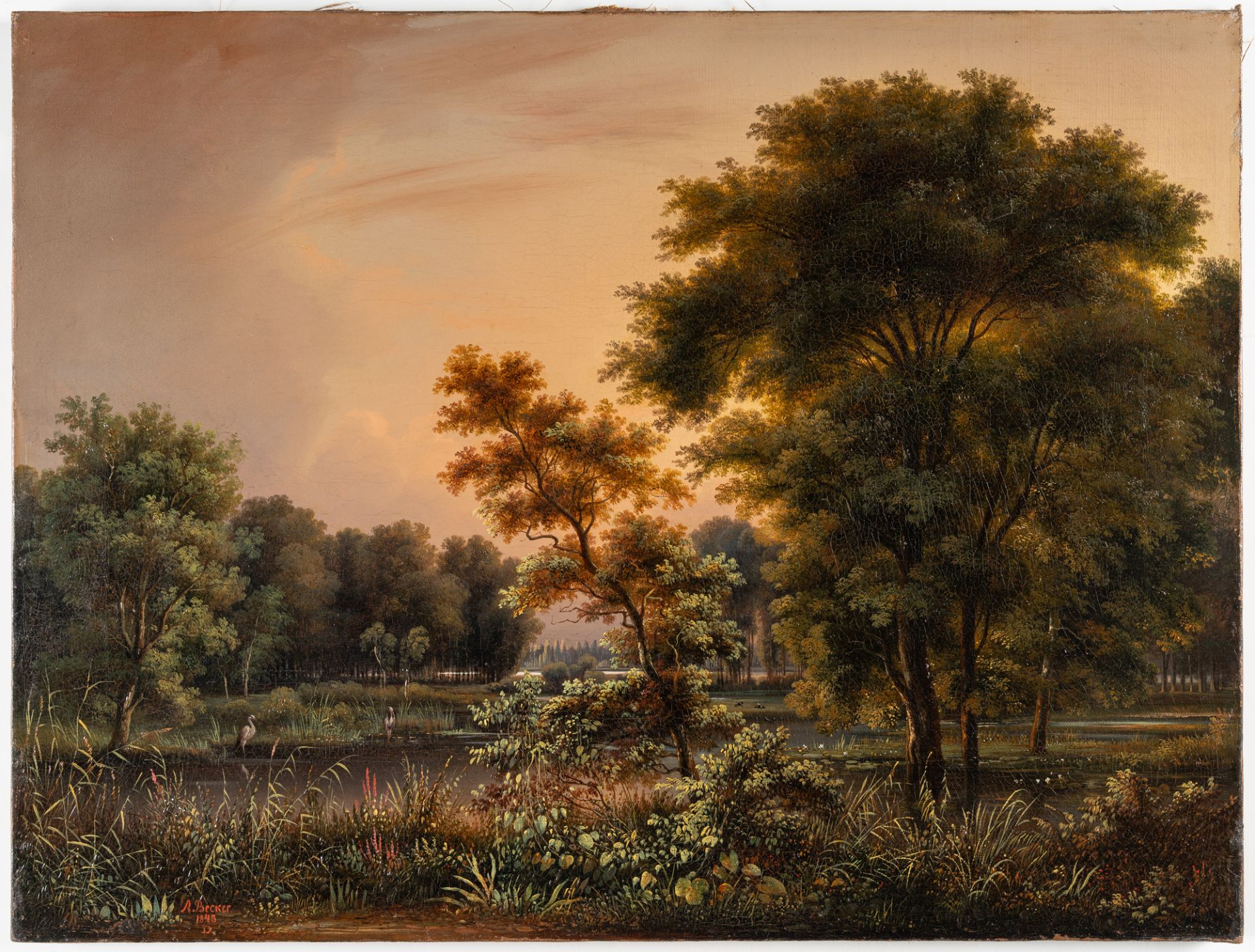 August Becker, Gen. Gernroder Becker (nachweisbar 1833–1870 in Ballenstedt) – Landschaft bei der Wal - Bild 2 aus 3