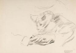 Lovis Corinth (1858 Tapiau/Ostpreußen - Zandvoort 1925) – Recto: Hände mit Katze – Verso: Katzenstud