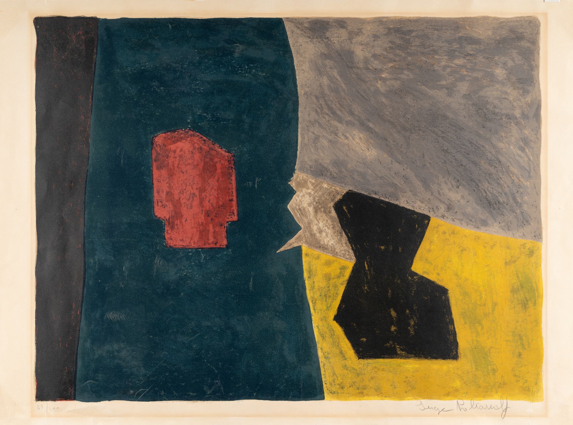 Serge Poliakoff (1900 Moskau - Paris 1969) – Composition bleue, jaune et grise