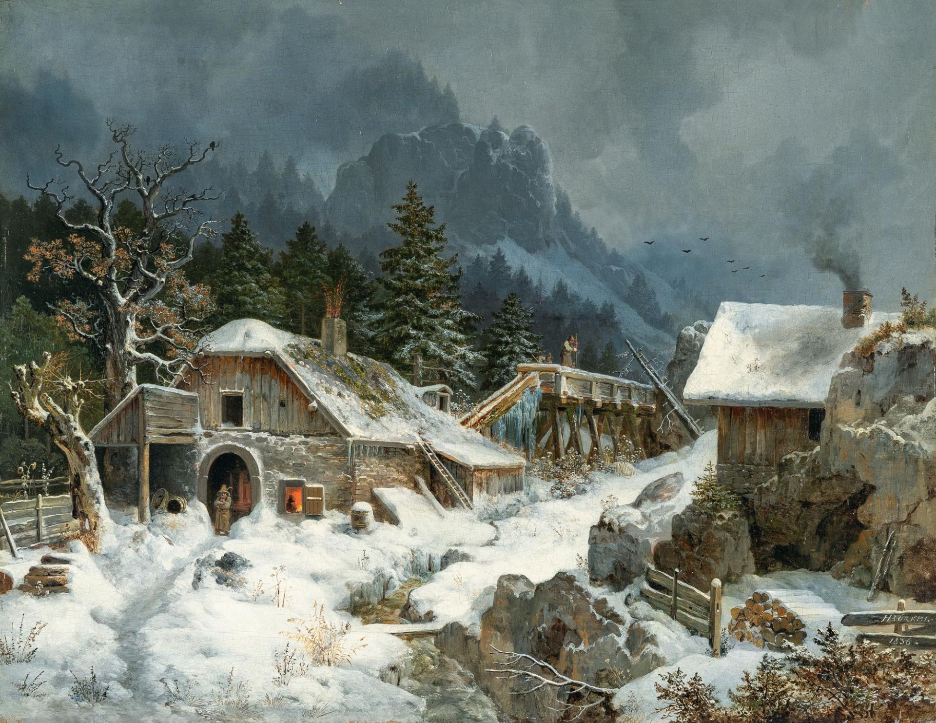 Heinrich Bürkel (1802 Pirmasens - München 1869) – Schmiede im Winter
