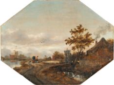 Jacob van Ruisdael (Nachfolge) (1628/29 Haarlem – Amsterdam 1682) – Flusslandschaft mit Gittertor zu