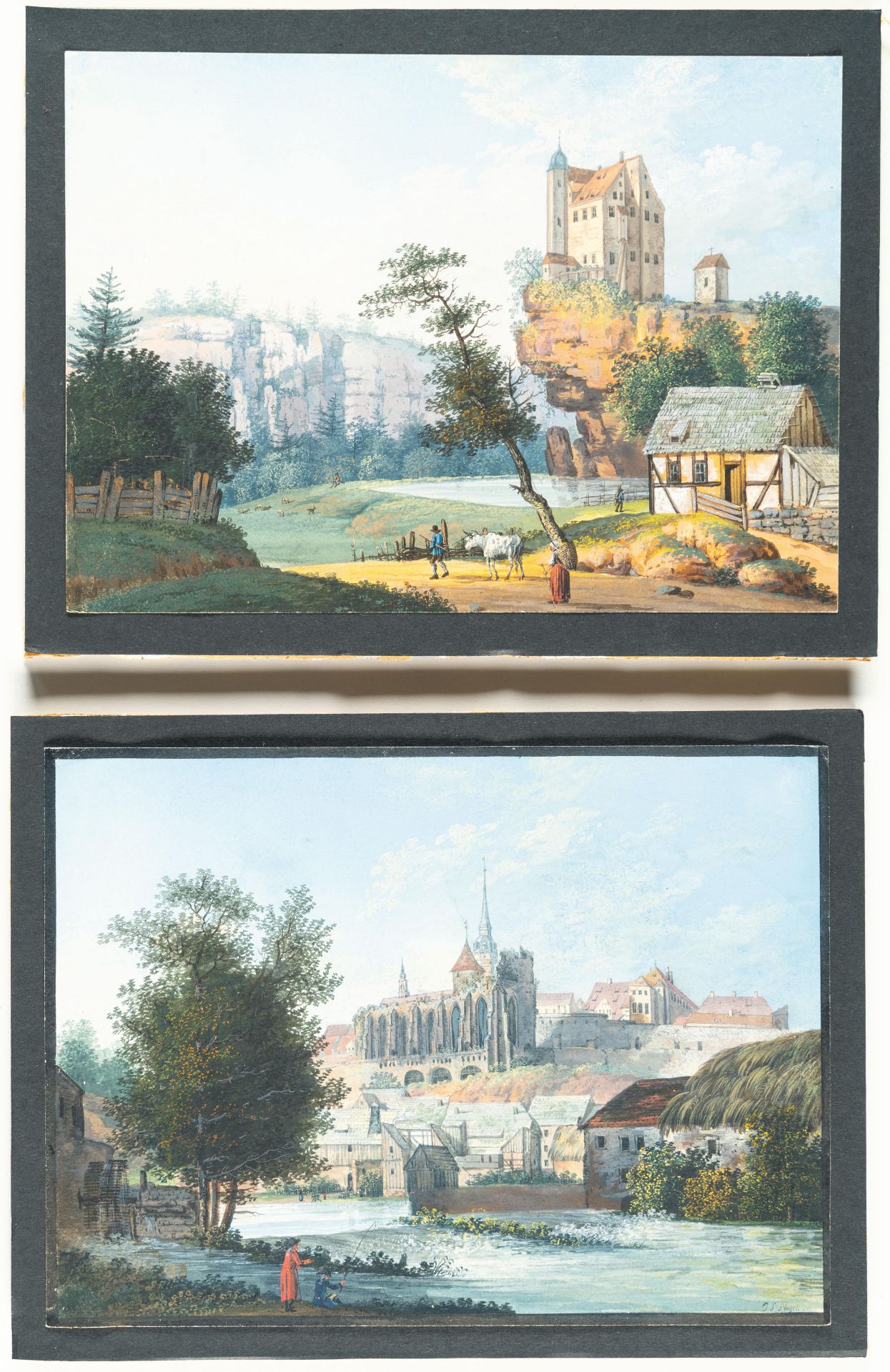 Johann Friedrich Nagel (1765 Waldheim/Sachsen – Meißen 1825) – 2 Bll.: Alte Wasserkunst in Bautzen – - Bild 3 aus 4