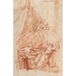 Andrea Sacchi (1599 Nettuno bei Rom - Rom 1661) – Joseph and Potiphar's wife.Red chalk, partly