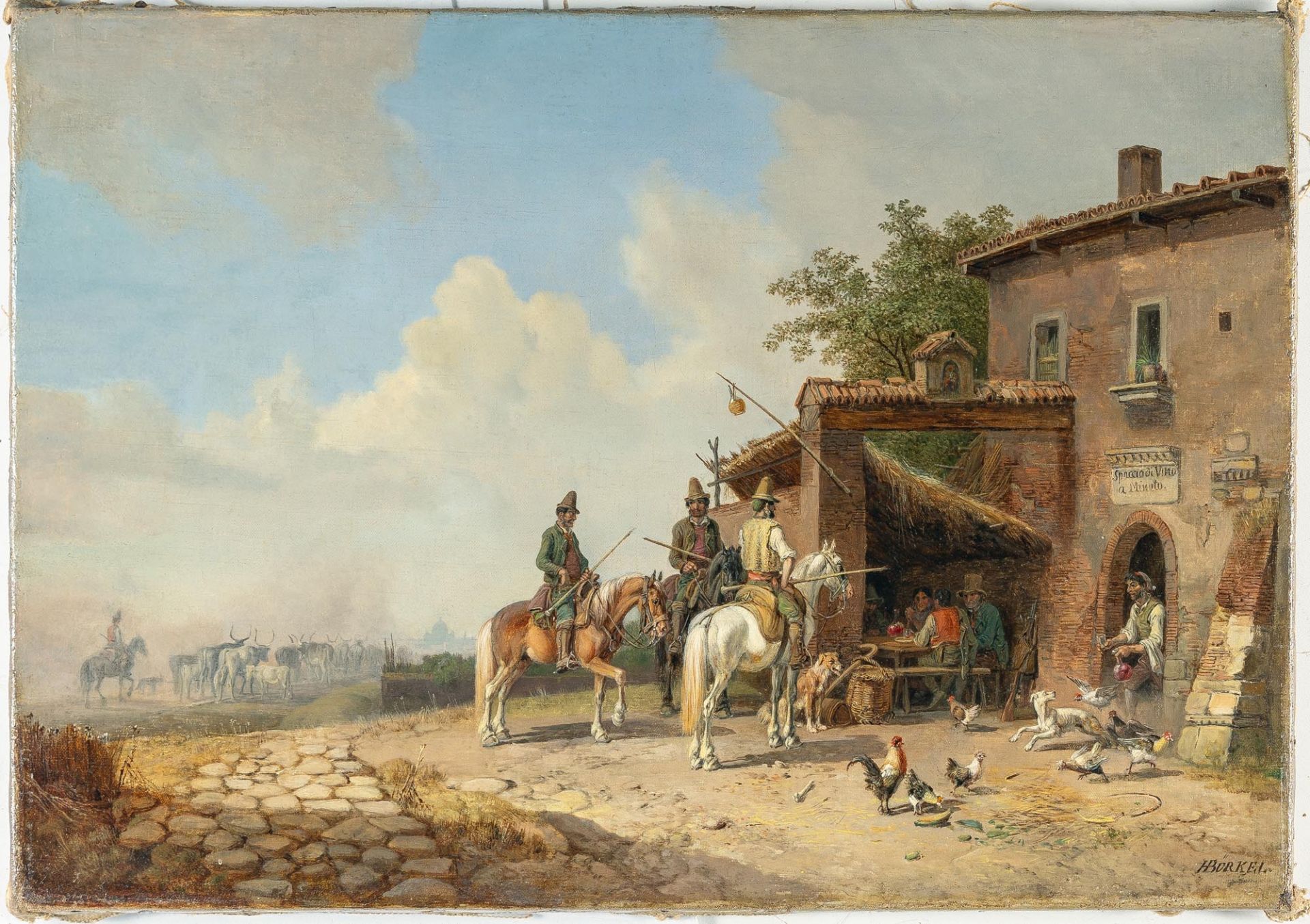 Heinrich Bürkel (1802 Pirmasens - München 1869) – Osteria bei Rom - Bild 2 aus 4