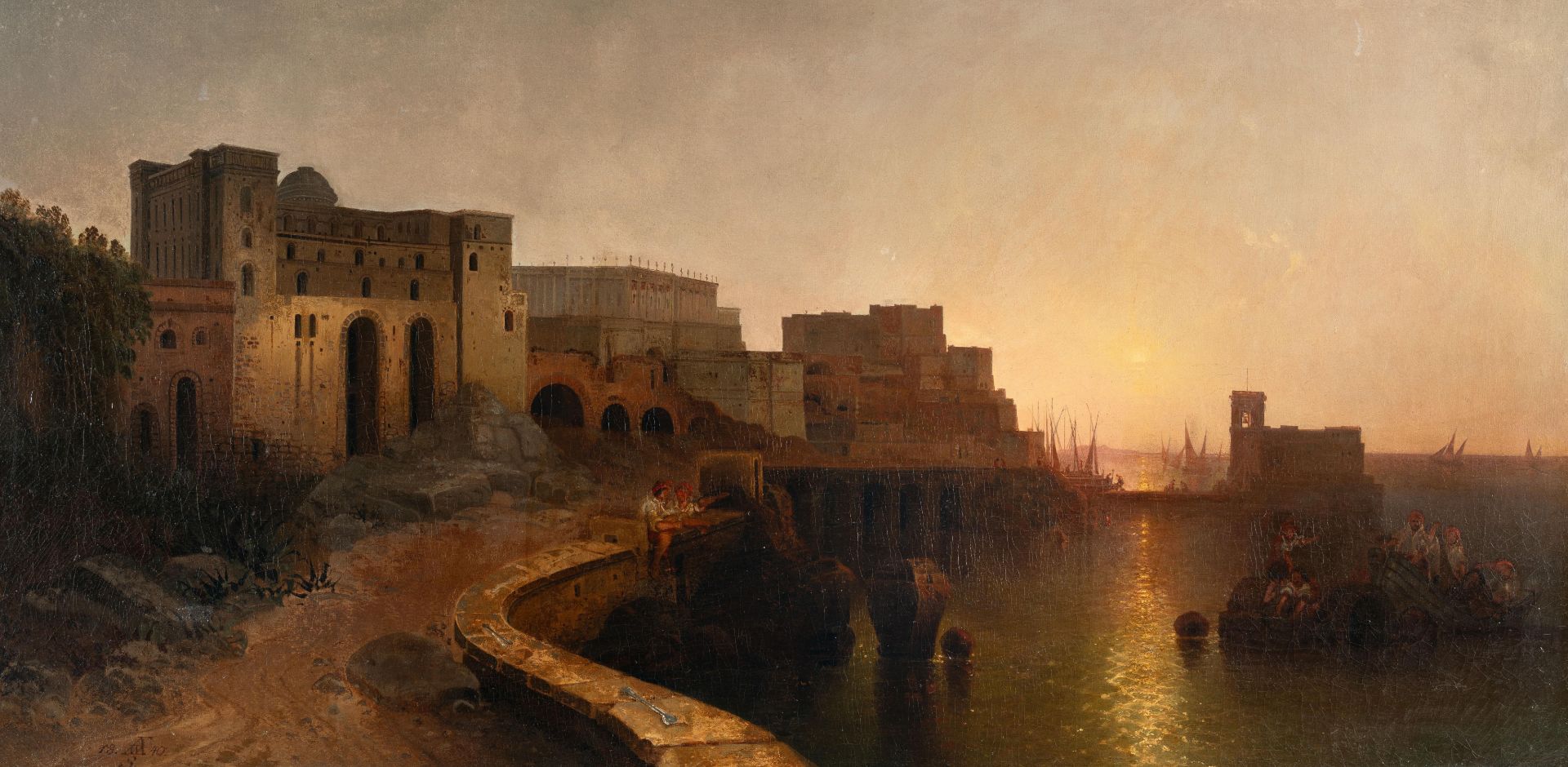 August Wilhelm Schirmer (1802 Berlin - Nyon 1866) – Der Hafen von Pozzuoli