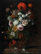 Gaspar Peeter Verbruggen D. J. (1664 – Antwerpen – 1730) – Großes Blumenstillleben in einer Bronzeva