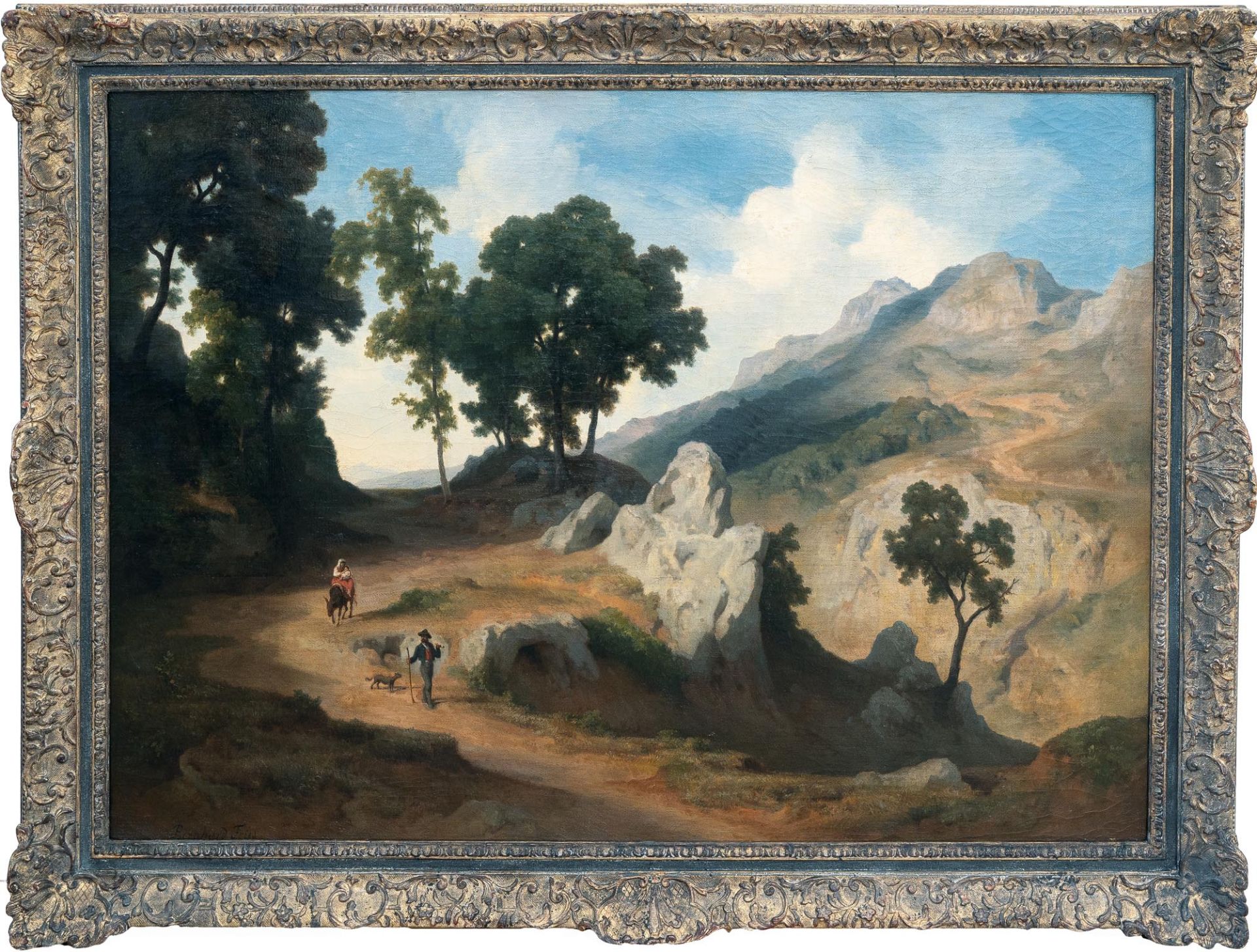 Bernhard Fries (1820 Heidelberg - München 1879) – Mountain landscape near Civitella.Oil on - Image 4 of 4