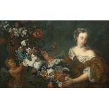 Gaspar Peeter Verbruggen D. J. (1664 – Antwerpen – 1730) – Junge Frau mit Putto und Blumengirlande