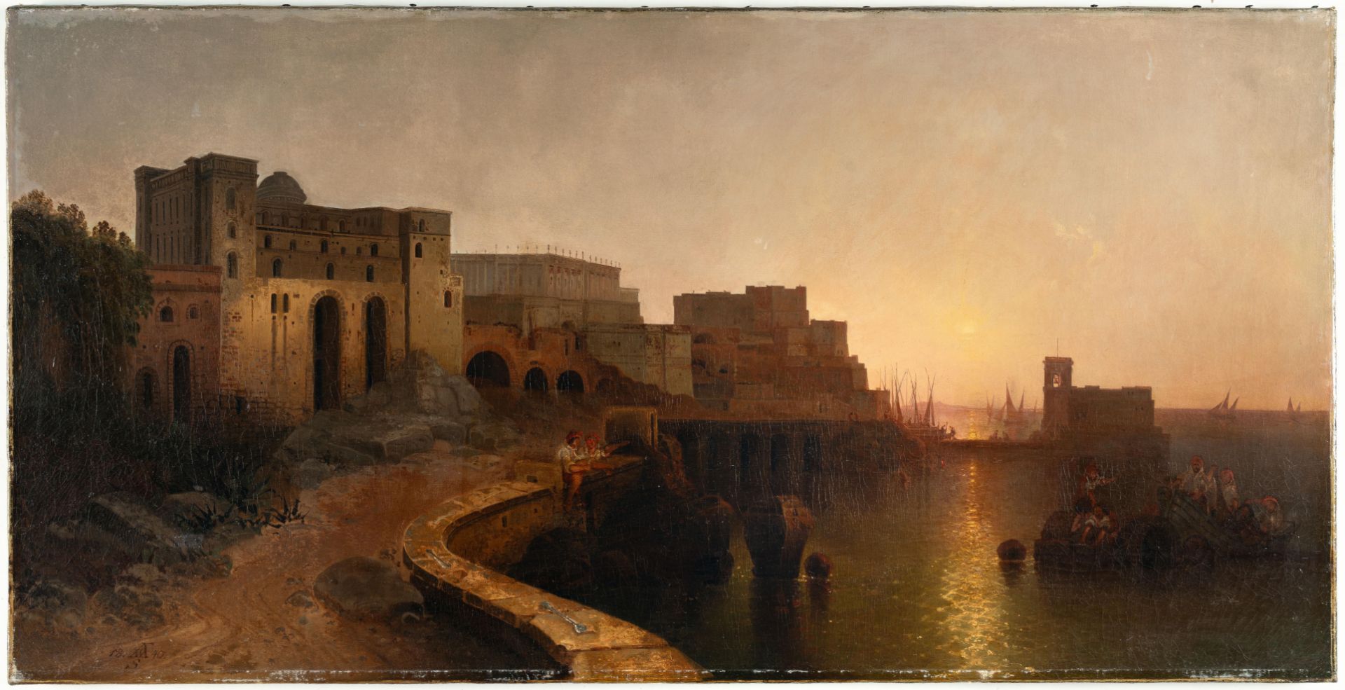 August Wilhelm Schirmer (1802 Berlin - Nyon 1866) – The harbour of Pozzuoli.Oil on canvas, - Image 2 of 4