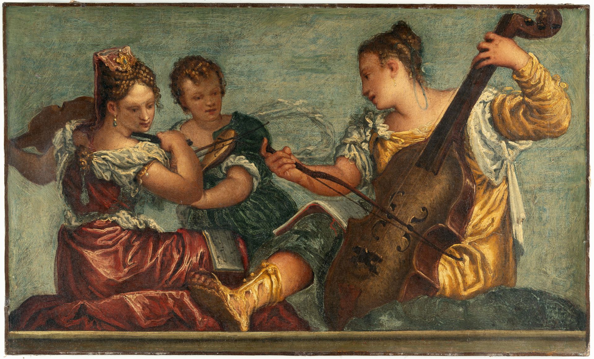Venezianisch (Pietro Liberi ?) – Drei Musizierende mit Streichinstrumenten - Bild 2 aus 4
