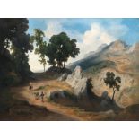 Bernhard Fries (1820 Heidelberg - München 1879) – Mountain landscape near Civitella.Oil on
