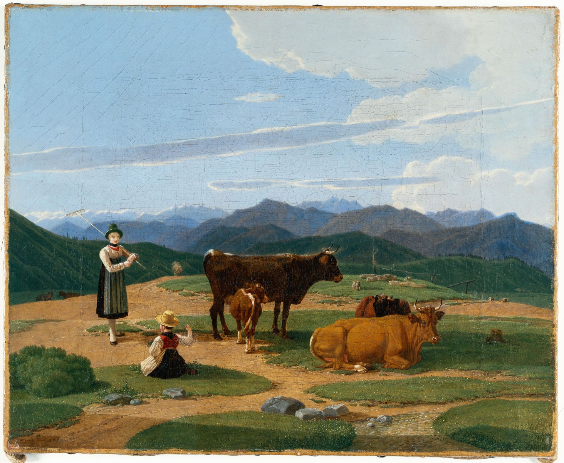 Wilhelm von Kobell (1766 Mannheim - München 1853) – Upper Bavarian landscape with cows and - Image 2 of 4