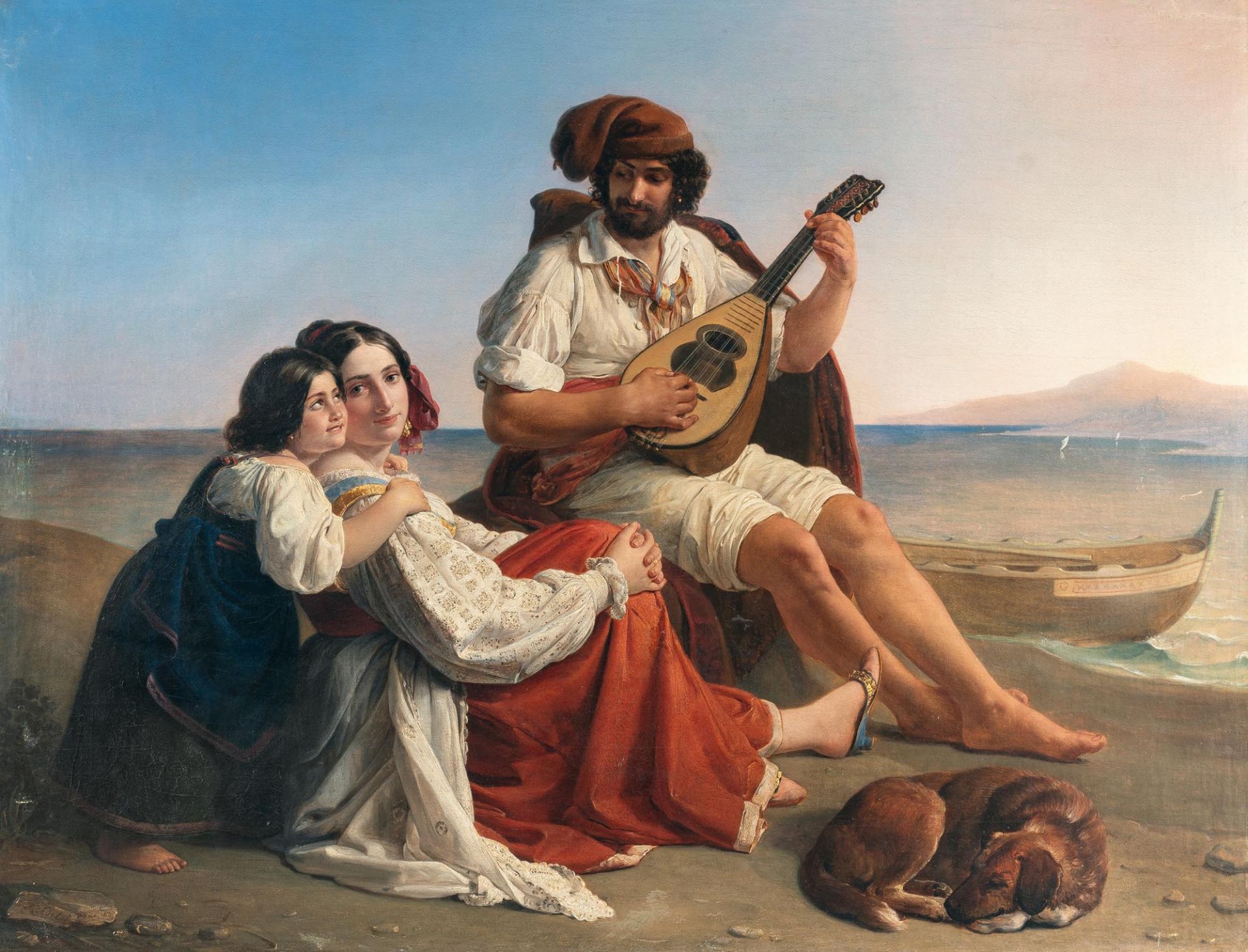 August Riedel (1799 Bayreuth – Rom 1883) – Neapolitanische Fischerfamilie vor der Küste