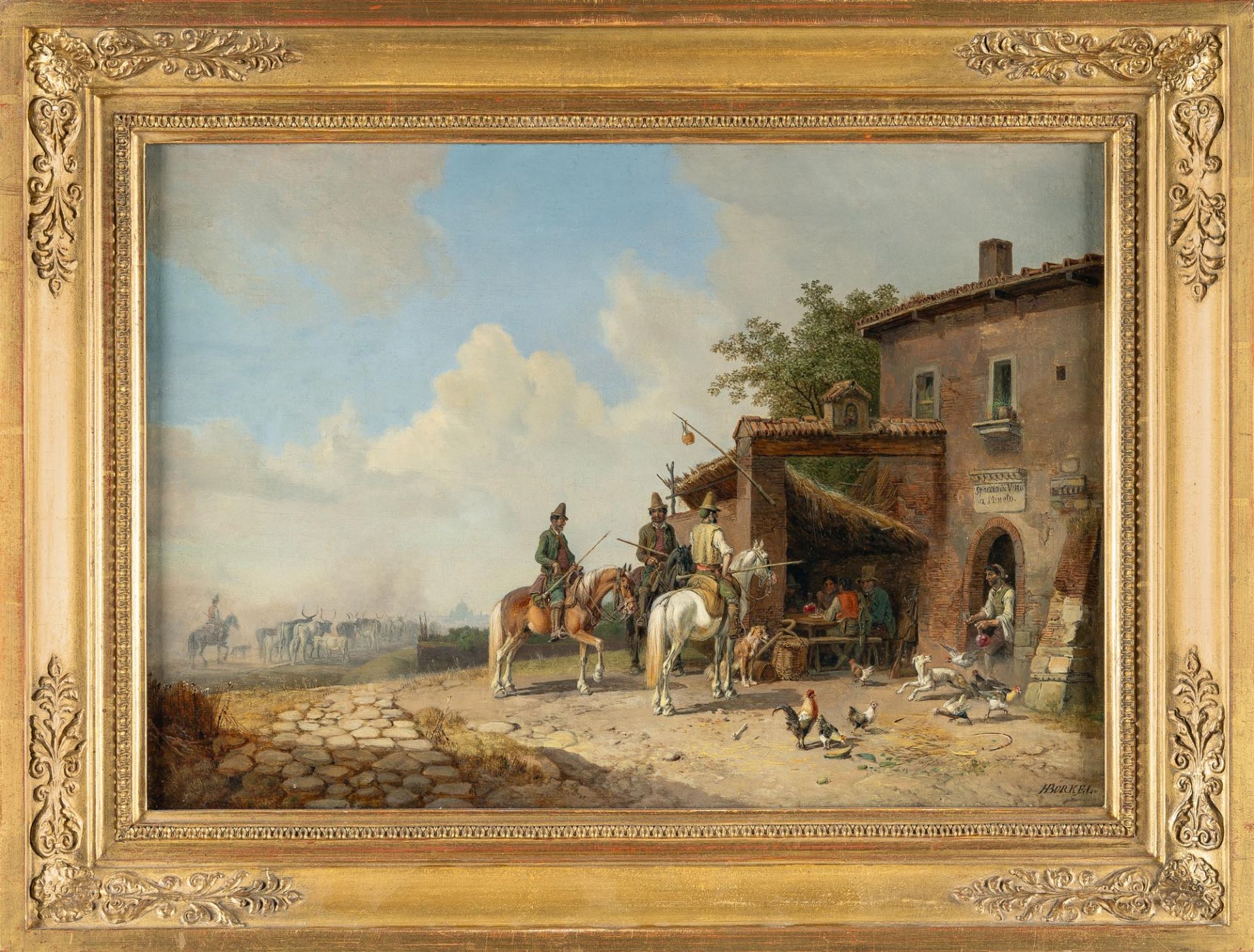 Heinrich Bürkel (1802 Pirmasens - München 1869) – Osteria bei Rom - Bild 4 aus 4