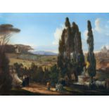 Franz Nadorp (1794 Anholt in Westfalen - Rom 1876) – Roman Campagna landscape with the Villa of