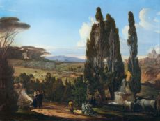 Franz Nadorp (1794 Anholt in Westfalen - Rom 1876) – Römische Campagnalandschaft mit der Villa des R