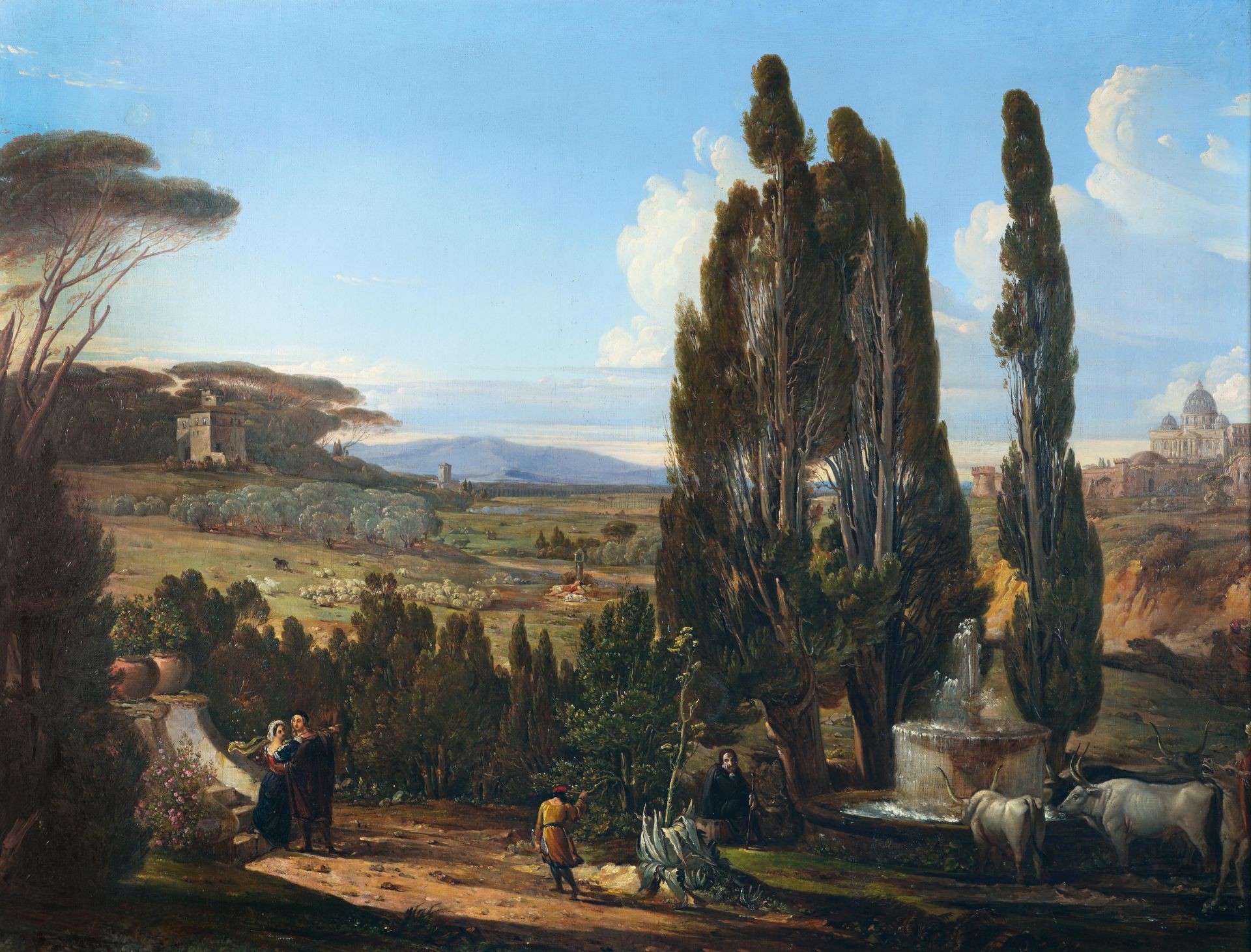 Franz Nadorp (1794 Anholt in Westfalen - Rom 1876) – Römische Campagnalandschaft mit der Villa des R