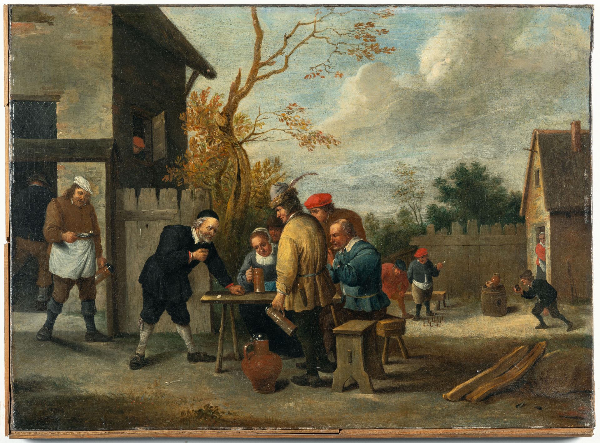 Abraham Teniers (1629 - Antwerpen - 1670) – Würfel- und Kegelspieler vor einem Gasthaus - Bild 2 aus 5