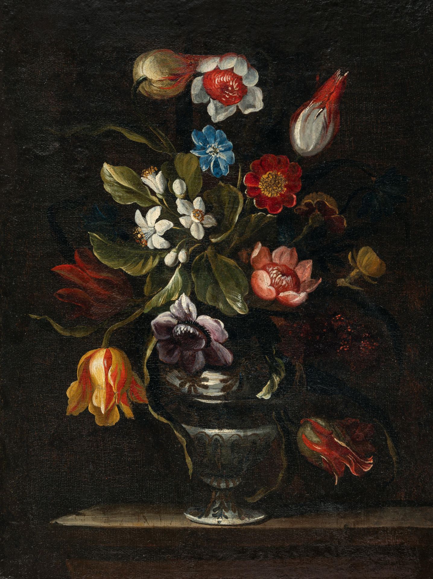 Gaspar Peeter Verbruggen D. J. (Zugeschrieben) (1664 - Antwerpen - 1730) – Tulpen und Orangenblüten