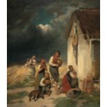 Franz von Lenbach (1836 Schrobenhausen - München 1904) – Peasants fleeing from a storm (peasants