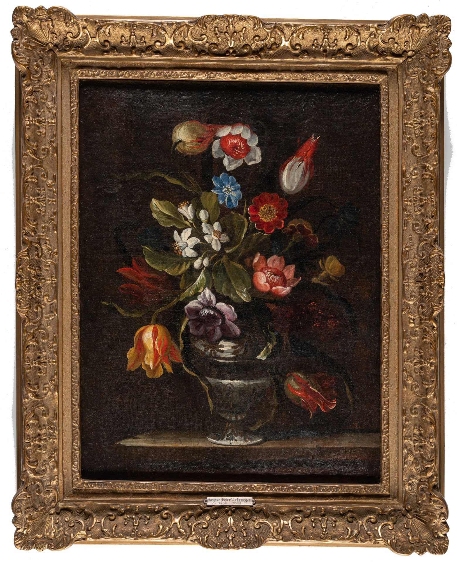 Gaspar Peeter Verbruggen D. J. (Zugeschrieben) (1664 - Antwerpen - 1730) – Tulpen und Orangenblüten - Bild 4 aus 4