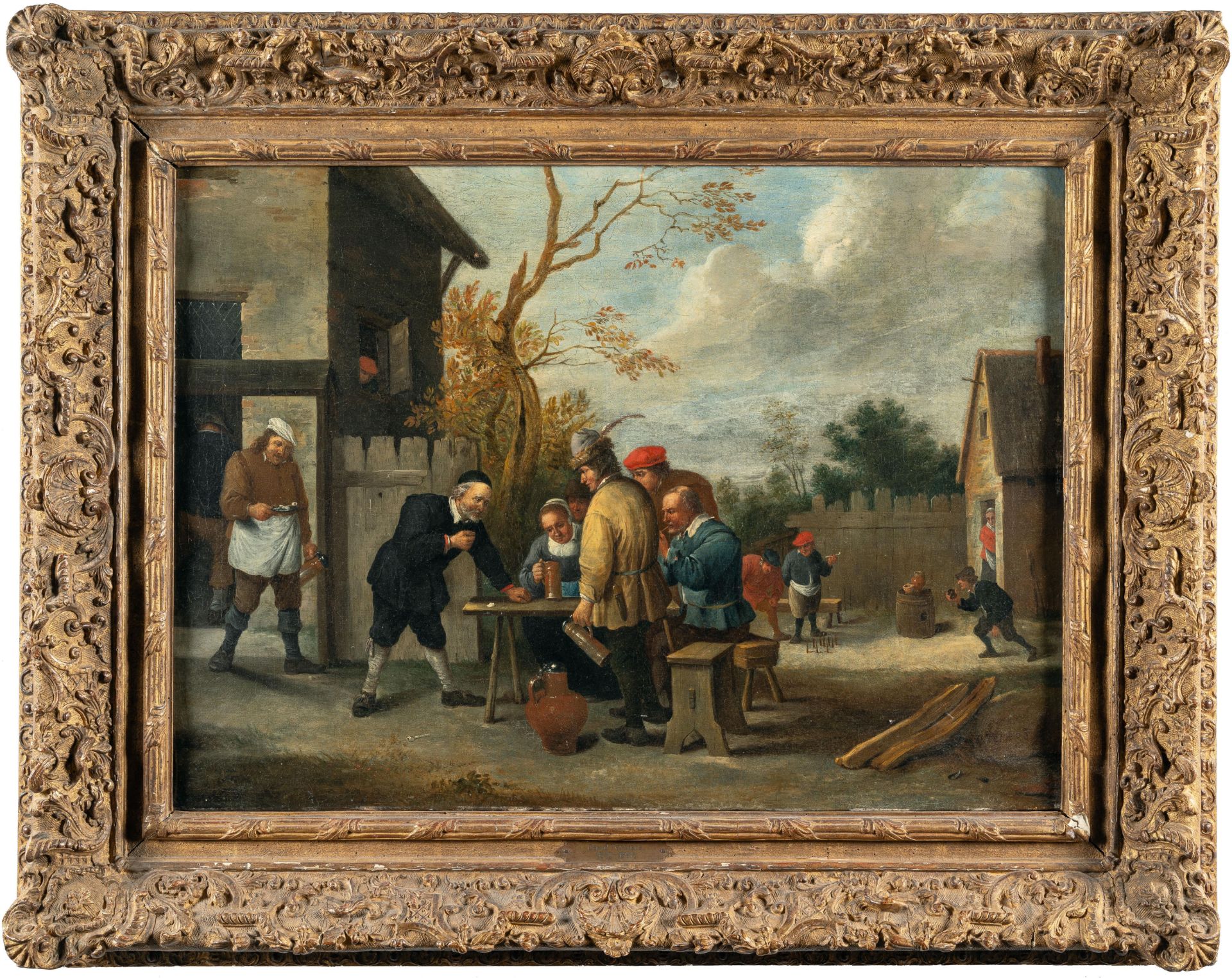 Abraham Teniers (1629 - Antwerpen - 1670) – Würfel- und Kegelspieler vor einem Gasthaus - Bild 4 aus 5