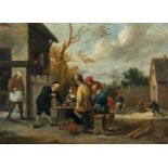 Abraham Teniers (1629 - Antwerpen - 1670) – Würfel- und Kegelspieler vor einem Gasthaus