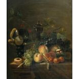 Roelof Koets I (um 1592 – Haarlem – 1654) – Früchtestillleben mit Römer, Pfirsichen und Trauben