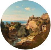Fritz Bamberger (1814 Würzburg - Neuenhain 1873) – Blick auf die Bucht von Nizza (Tondo)