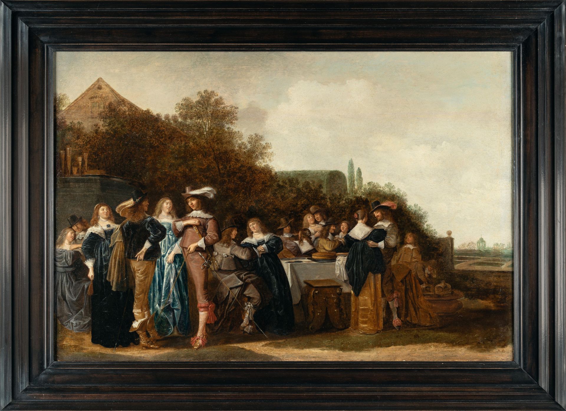 Dirck Hals (1591 – Haarlem – 1656) – Merry company in a landscape garden.Oil on panel, cradled. (2nd - Image 4 of 4