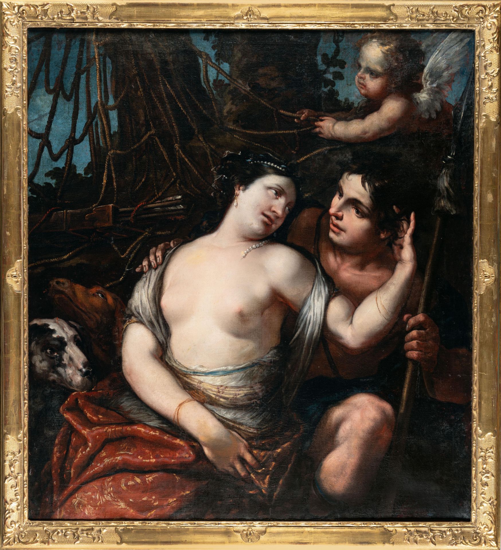 Tuscan – Venus and Adonis.Oil on canvas, relined. (c. 1640/50). 105.6 x 96.8 cm. Framed.Taxation: - Image 4 of 4