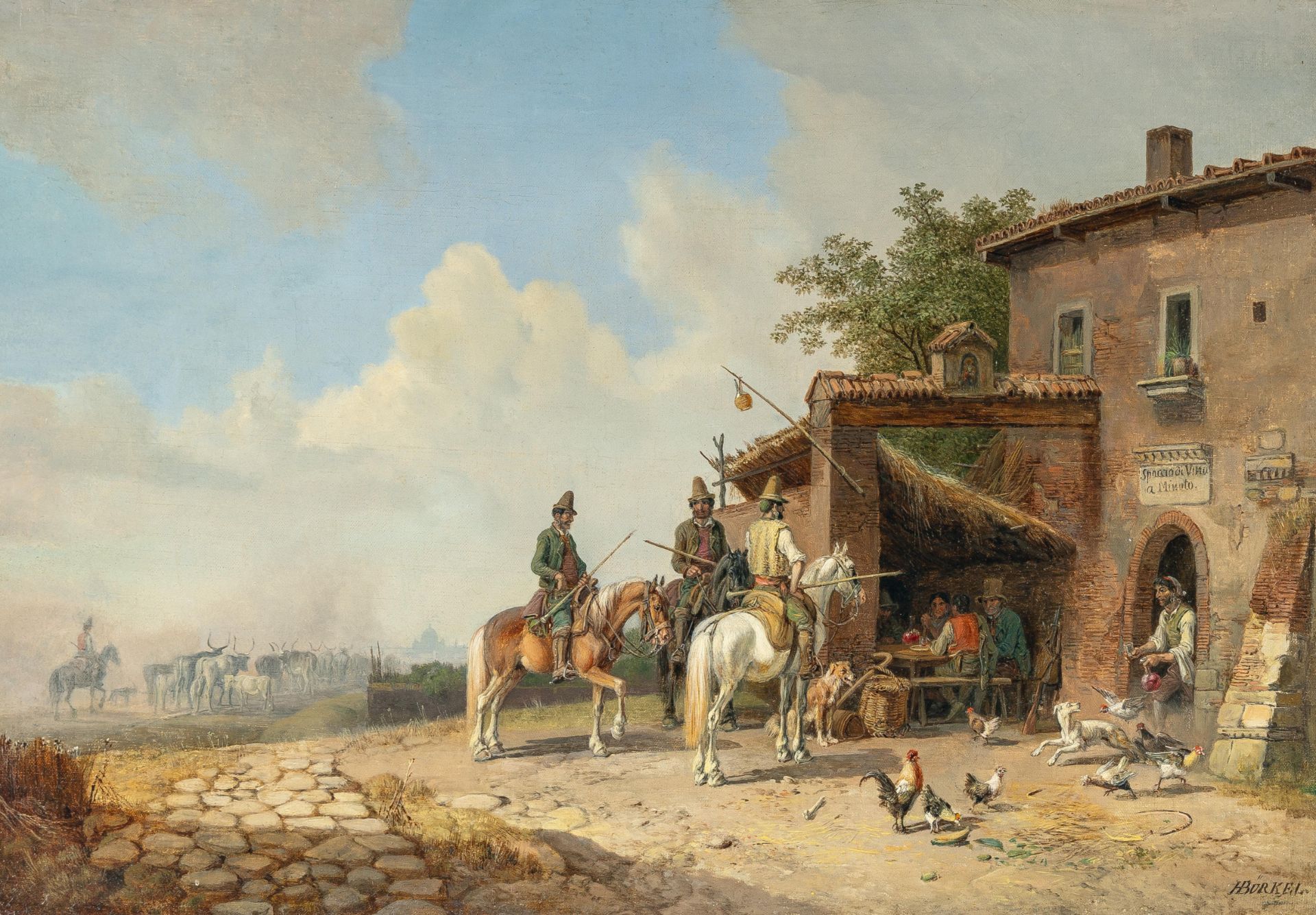 Heinrich Bürkel (1802 Pirmasens - München 1869) – Osteria bei Rom