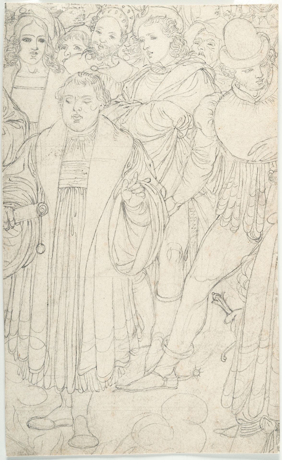 Franz Pforr (?) (1788 Frankfurt/Main – Albano 1812) – Figurengruppe (Luther auf dem Weg zur Bannbull - Bild 2 aus 4