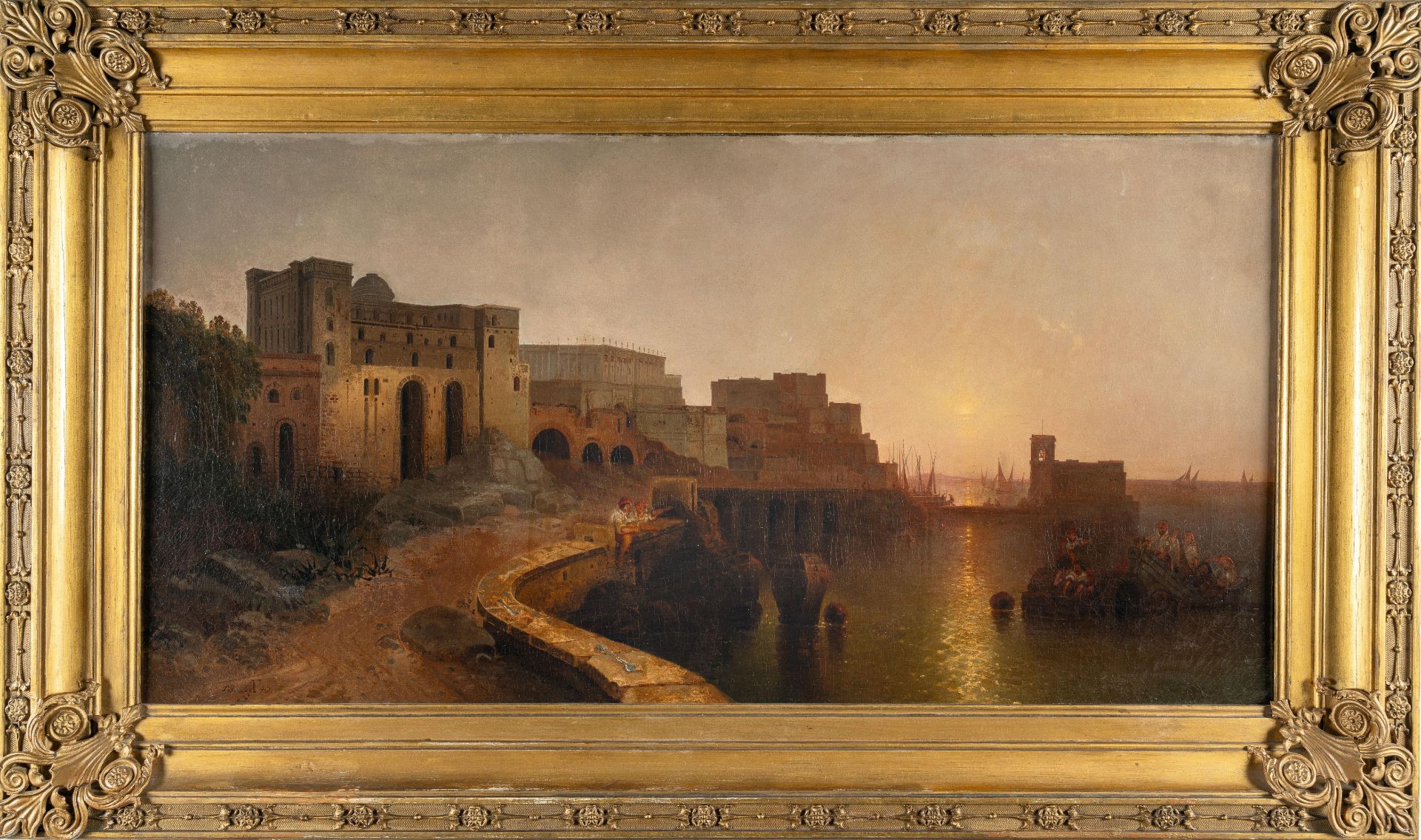 August Wilhelm Schirmer (1802 Berlin - Nyon 1866) – The harbour of Pozzuoli.Oil on canvas, - Image 4 of 4