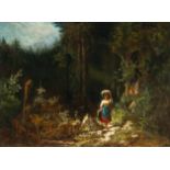 Carl Spitzweg (1808 - München - 1885) – Mädchen im Walde (Schattiges Waldtal – Sennerin mit Kopflast